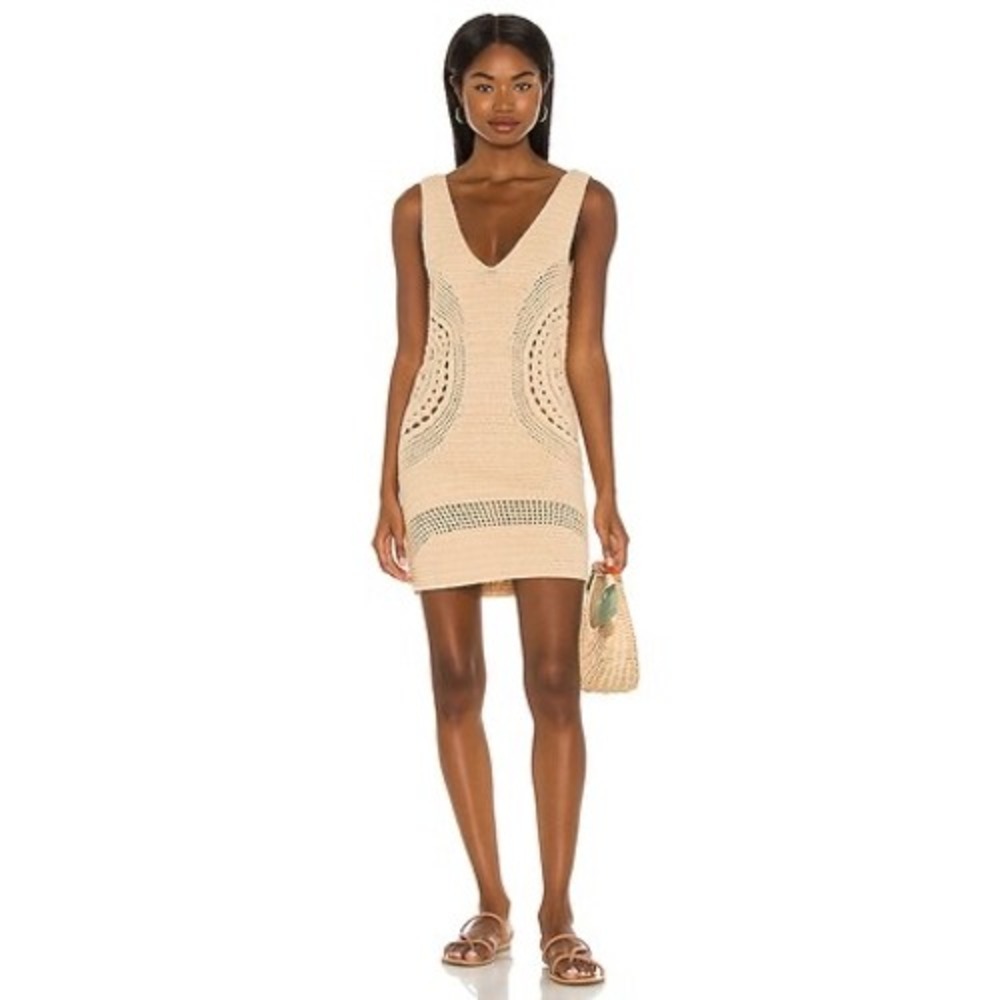 House of Harlow 1960 Aylah Crochet Mini Dress V-Neck Open Back Boho Size S
